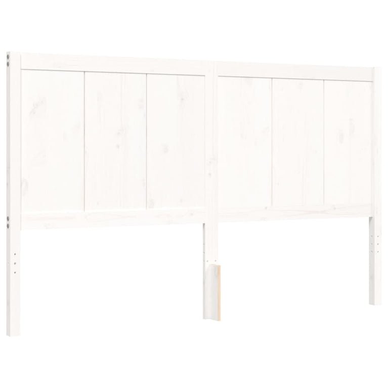 Bedframe met hoofdbord massief hout wit 160x200 cm