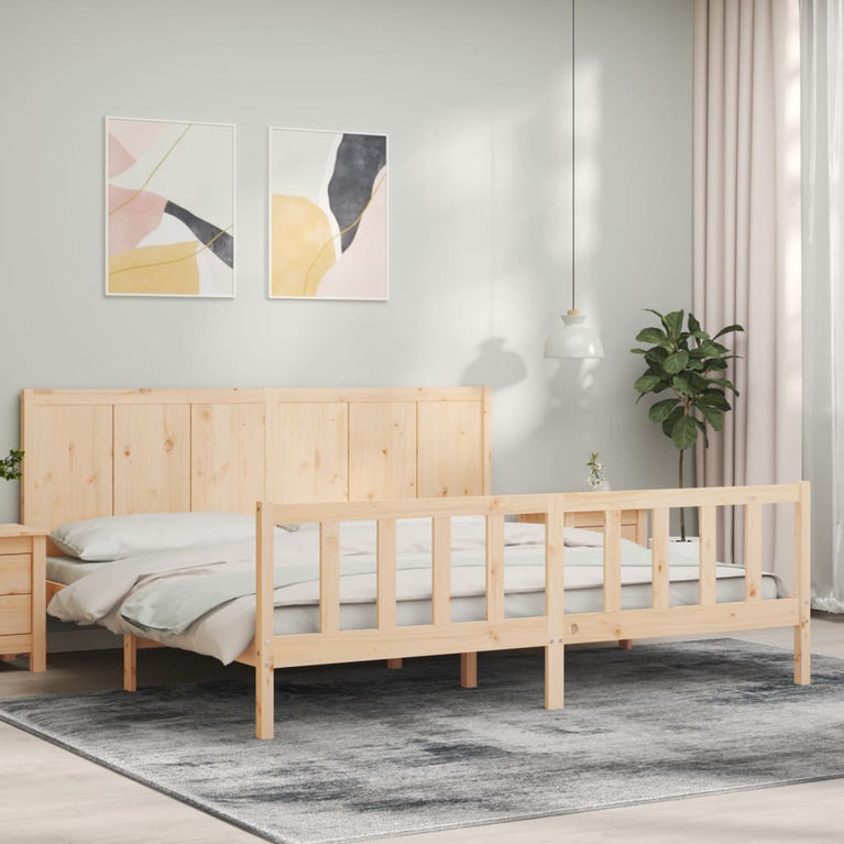Bedframe met hoofdbord massief hout 6 FT Super King Size