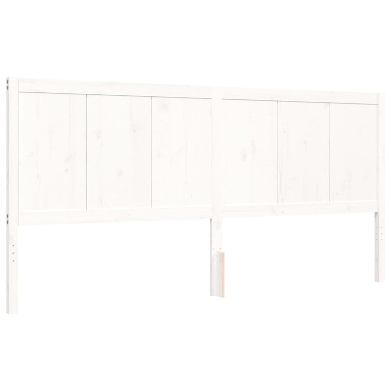Bedframe met hoofdbord massief hout wit Super King Size