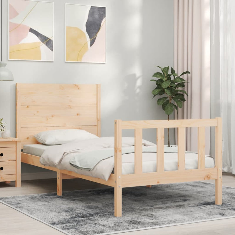 Bedframe met hoofdbord massief hout 2FT6 Small Single