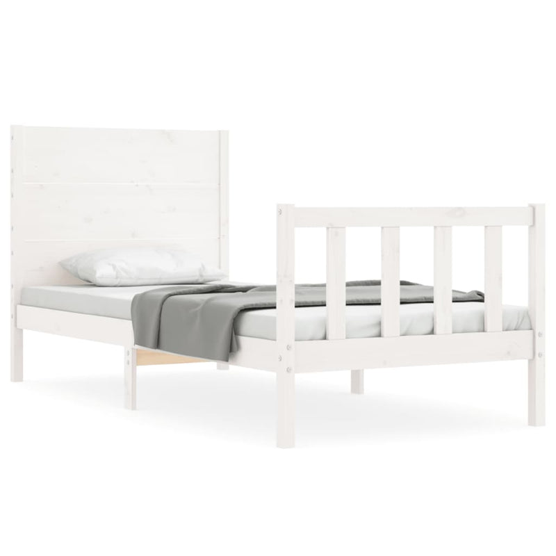 Bedframe met hoofdbord massief hout wit 2FT6 Small Single