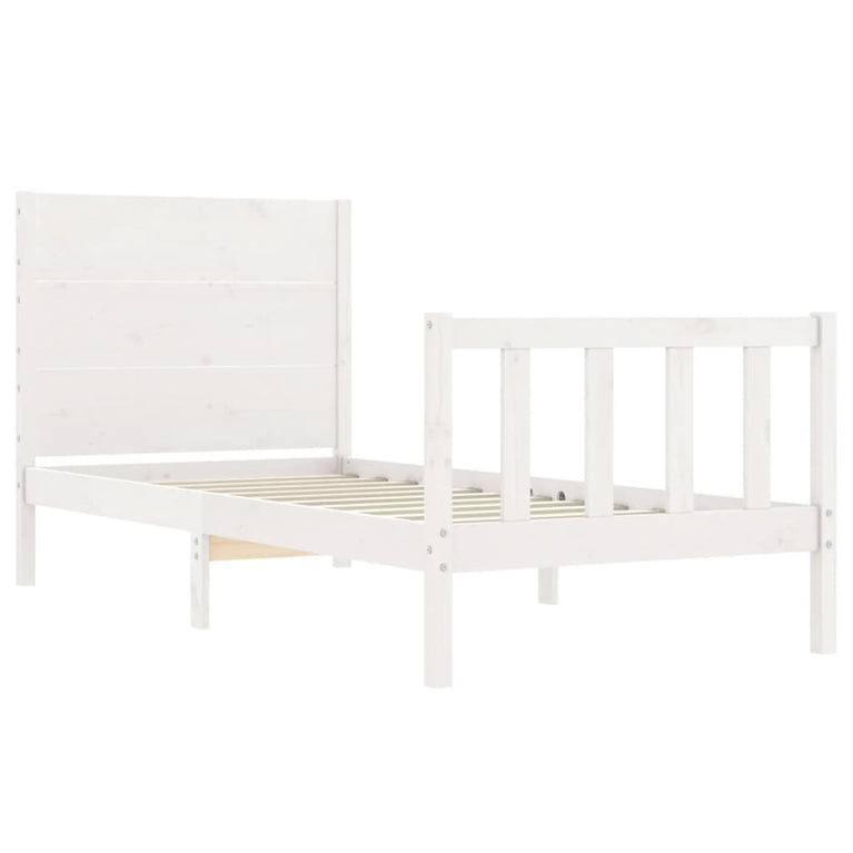 Bedframe met hoofdbord massief hout wit 2FT6 Small Single