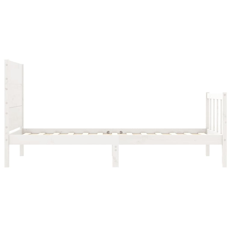 Bedframe met hoofdbord massief hout wit 2FT6 Small Single