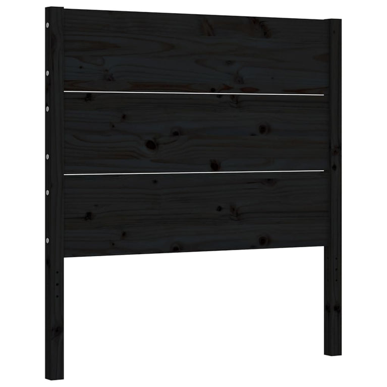 Bedframe met hoofdbord massief hout zwart 3FT Single