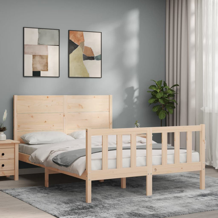 Bedframe met hoofdbord massief hout 4FT Small Double