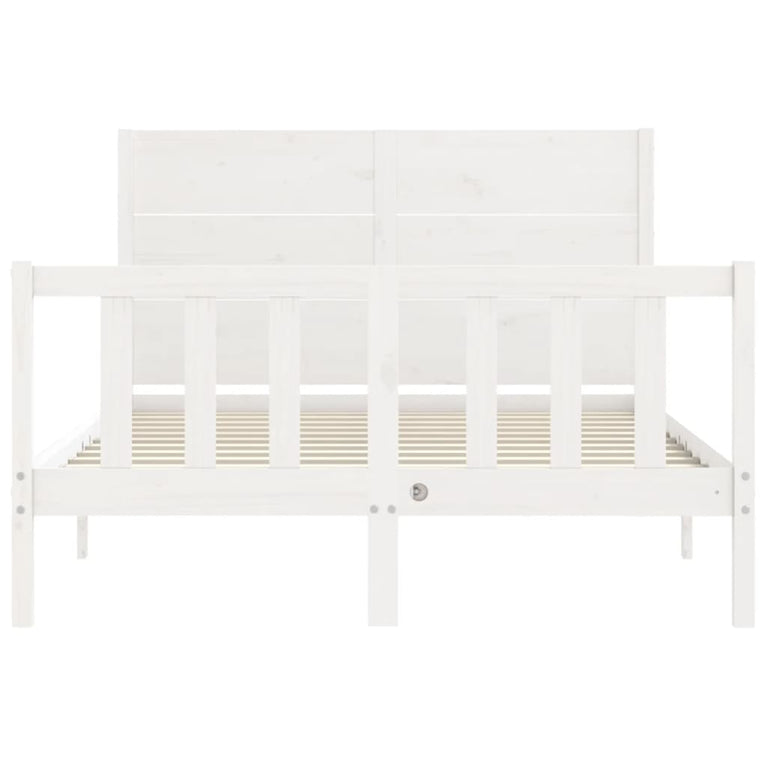 Bedframe met hoofdbord massief hout wit 4FT Small Double