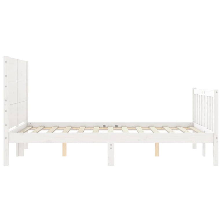 Bedframe met hoofdbord massief hout wit 4FT Small Double