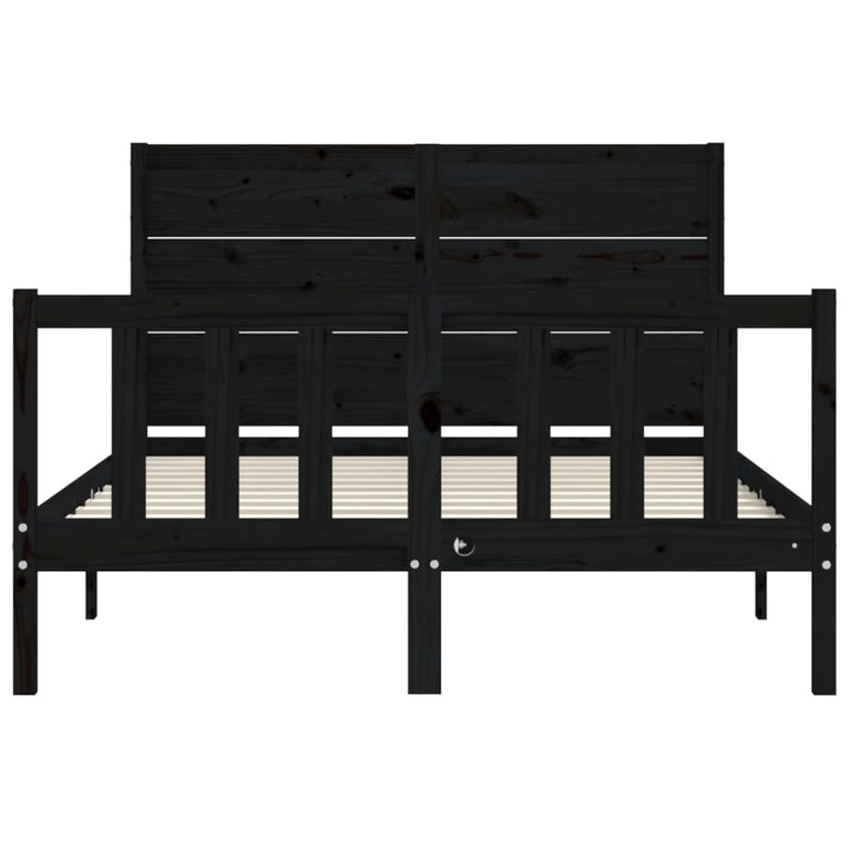 Bedframe met hoofdbord massief hout zwart 4FT Small Double