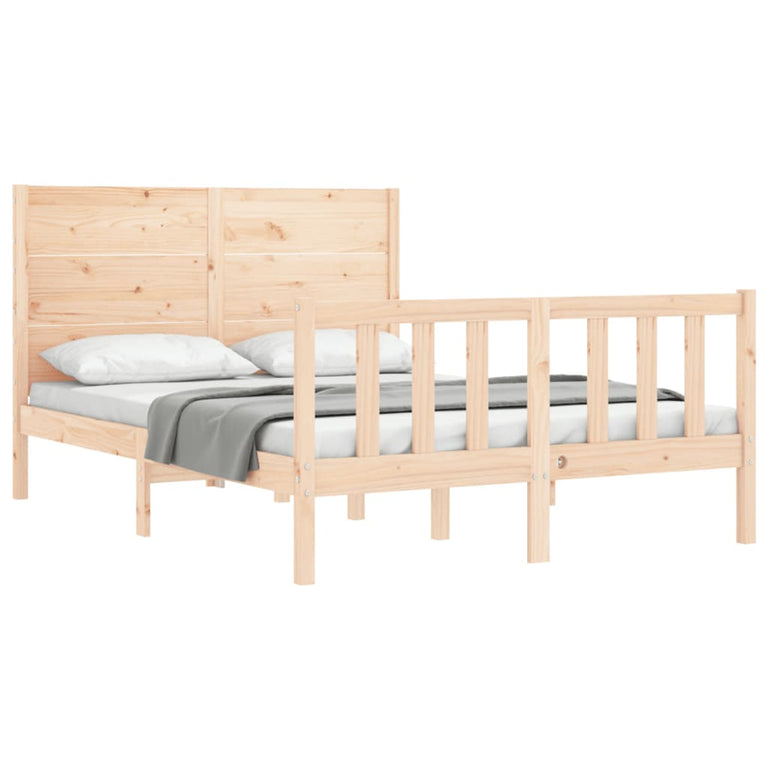 Bedframe met hoofdbord massief hout 4FT6 Double