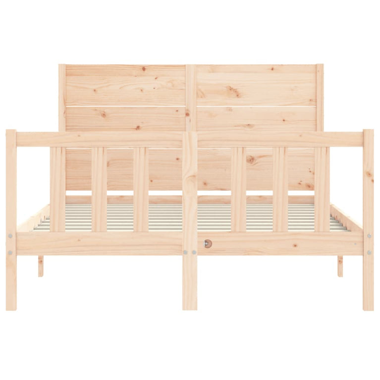 Bedframe met hoofdbord massief hout 140x190 cm