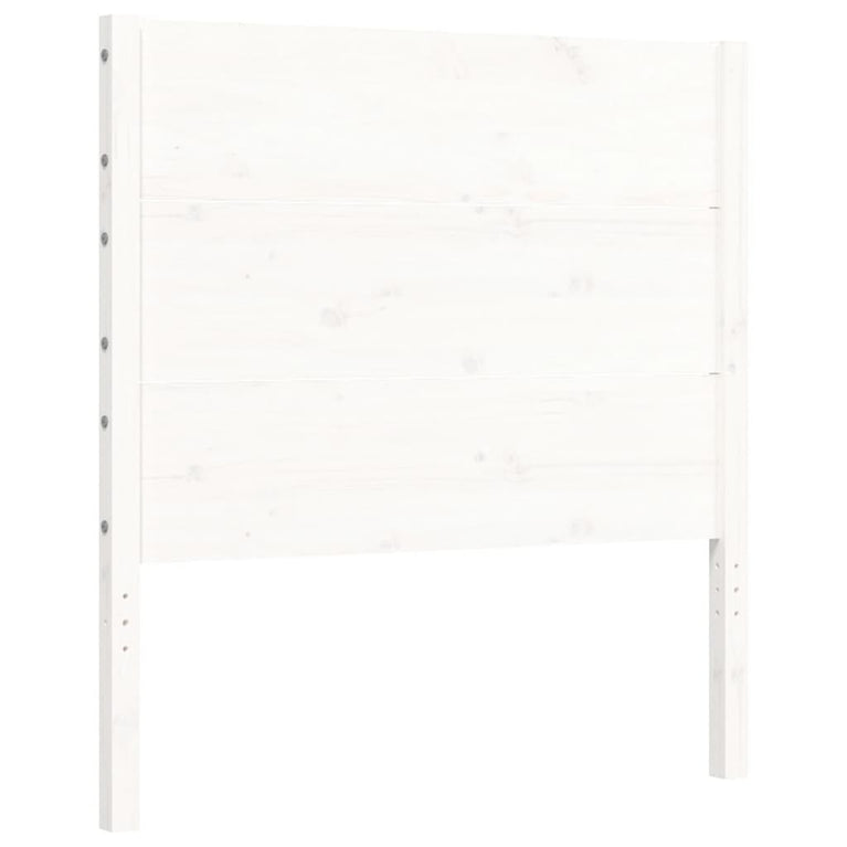 Bedframe met hoofdbord massief hout wit 100x200 cm