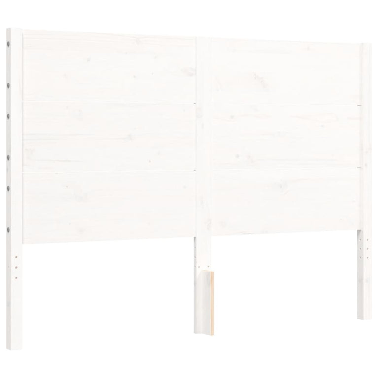Bedframe met hoofdbord massief hout wit 120x200 cm