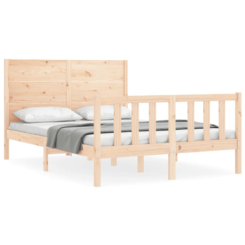 Bedframe met hoofdbord massief hout 140x200 cm