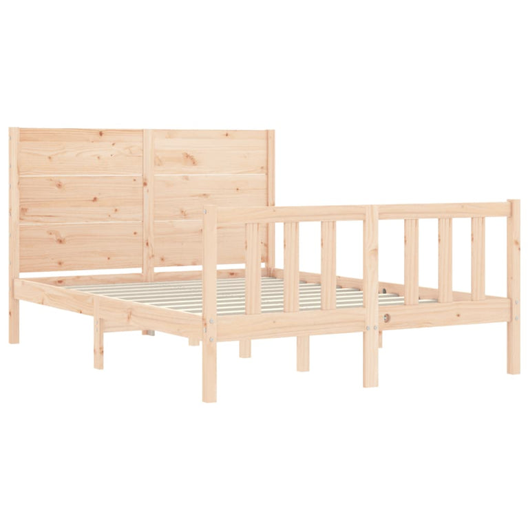 Bedframe met hoofdbord massief hout 140x200 cm