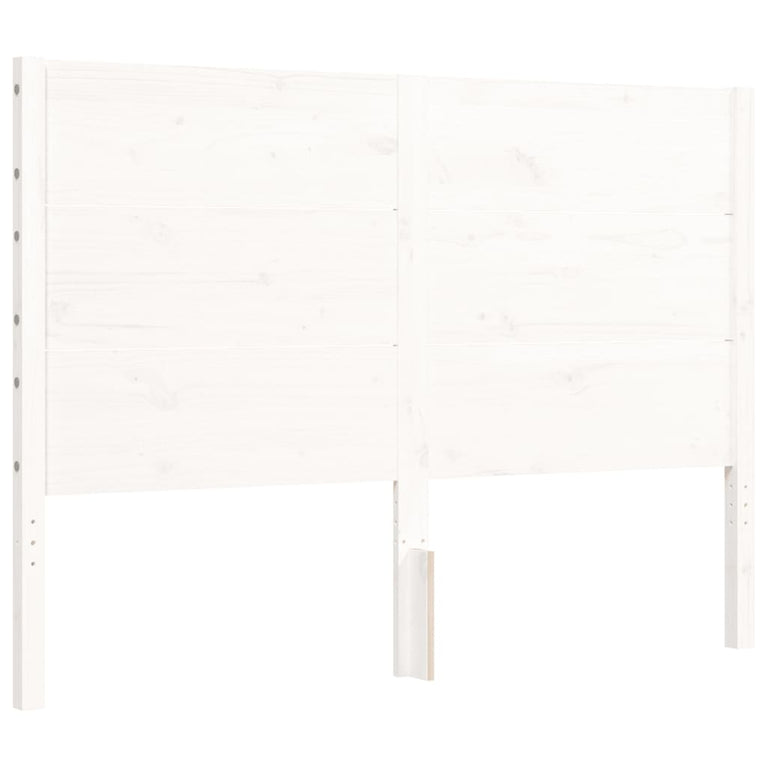 Bedframe met hoofdbord massief hout wit 140x200 cm