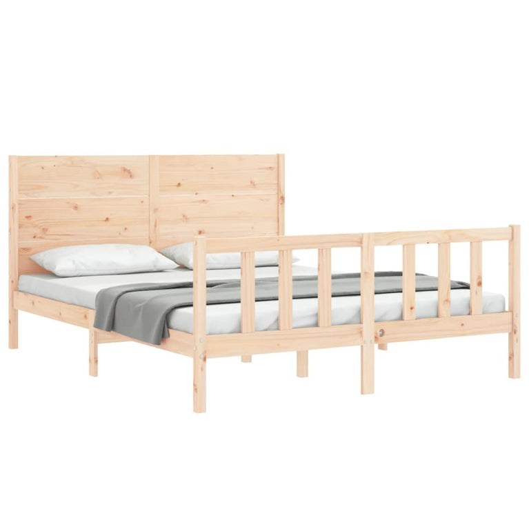 Bedframe met hoofdbord massief hout 5 FT King Size