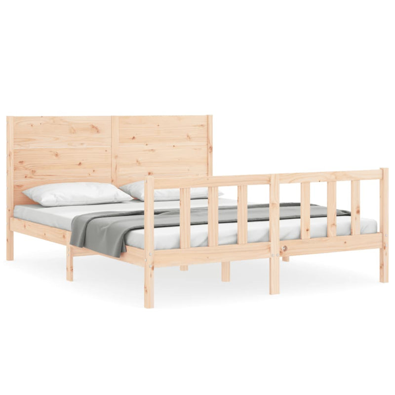 Bedframe met hoofdbord massief hout 160x200 cm