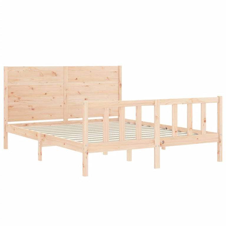 Bedframe met hoofdbord massief hout 160x200 cm