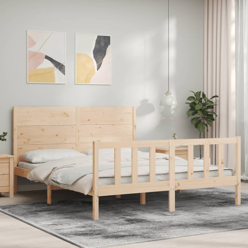 Bedframe met hoofdbord massief hout 160x200 cm