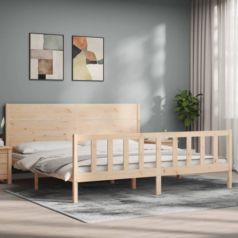 Bedframe met hoofdbord massief hout 6FT Super King