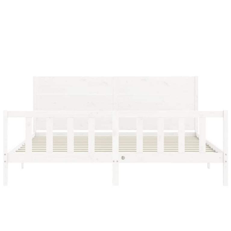 Bedframe met hoofdbord massief hout wit Super King Size