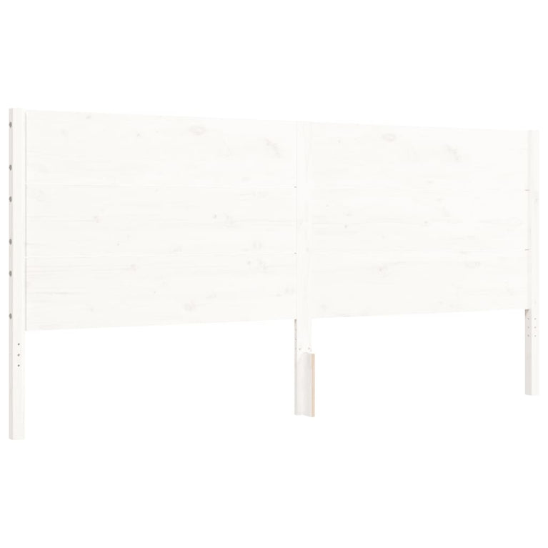 Bedframe met hoofdbord massief hout wit Super King Size