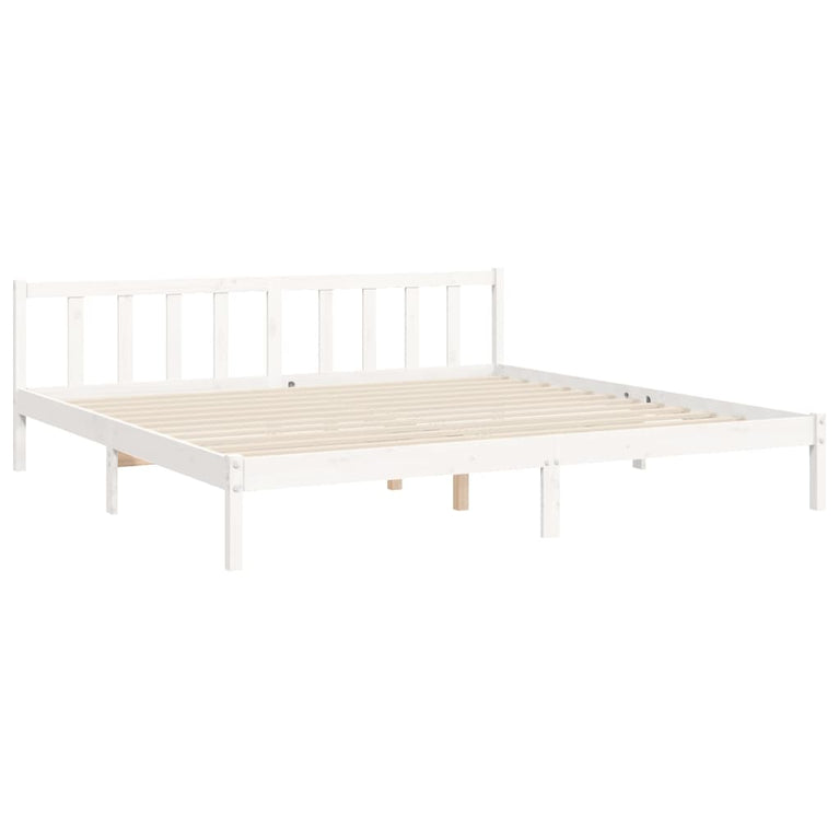 Bedframe met hoofdbord massief hout wit Super King Size