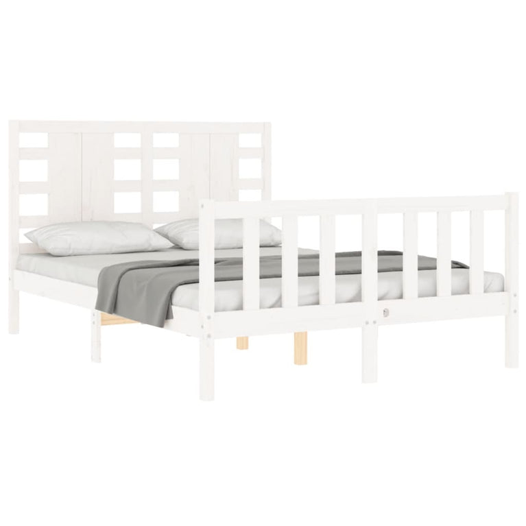 Bedframe met hoofdbord massief hout wit 4FT Small Double