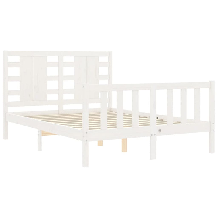 Bedframe met hoofdbord massief hout wit 4FT Small Double