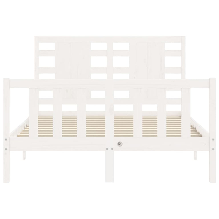 Bedframe met hoofdbord massief hout wit 4FT Small Double