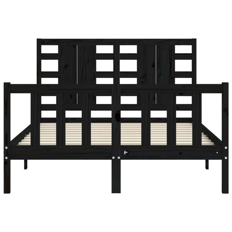 Bedframe met hoofdbord massief hout zwart 4FT Small Double
