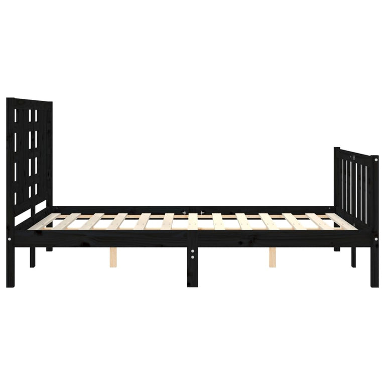 Bedframe met hoofdbord massief hout zwart 4FT Small Double