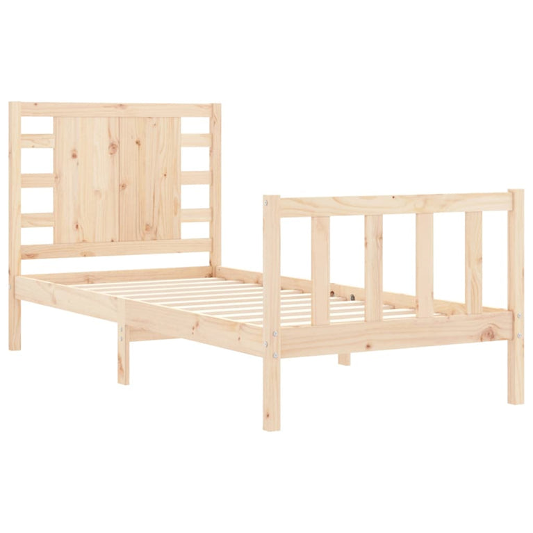 Bedframe met hoofdbord massief hout 90x200 cm