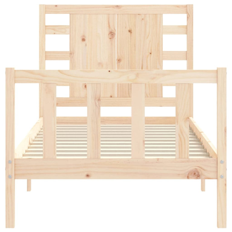Bedframe met hoofdbord massief hout 90x200 cm