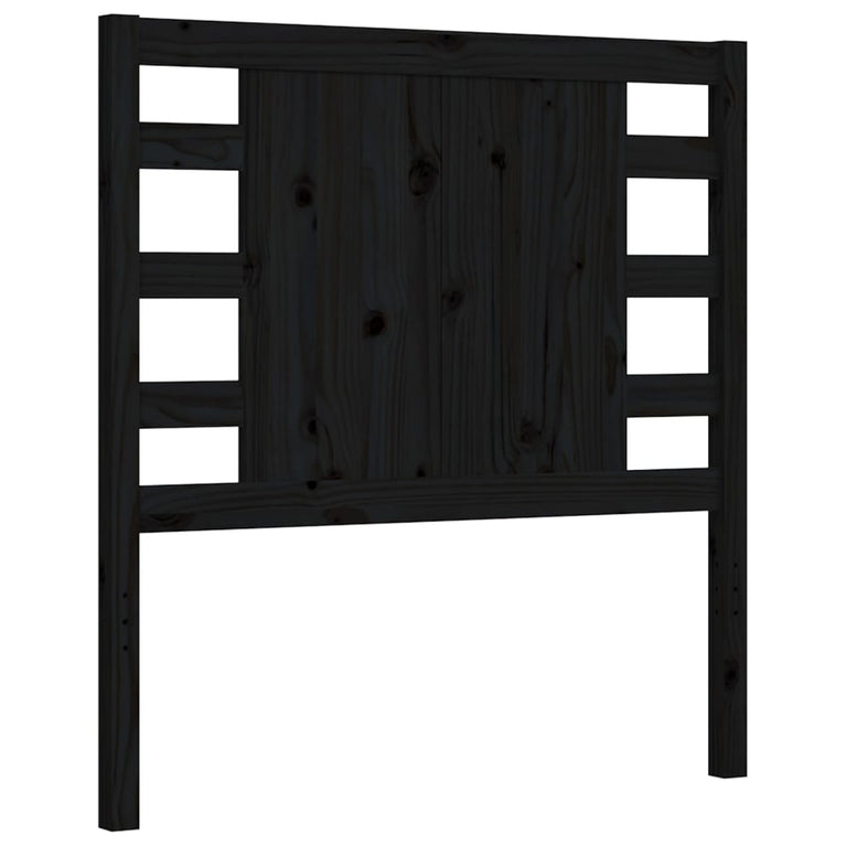 Bedframe met hoofdbord massief hout zwart 100x200 cm