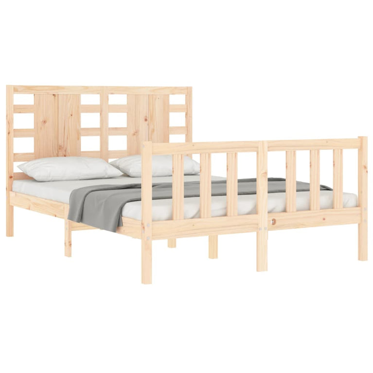 Bedframe met hoofdbord massief hout 120x200 cm