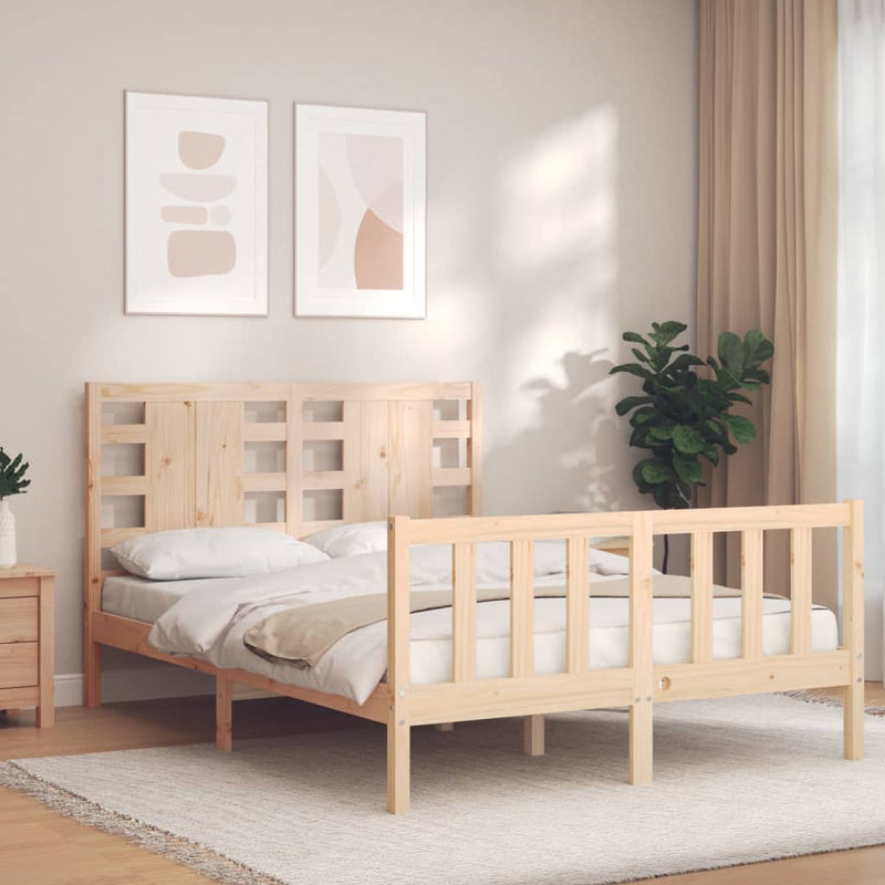 Bedframe met hoofdbord massief hout 120x200 cm