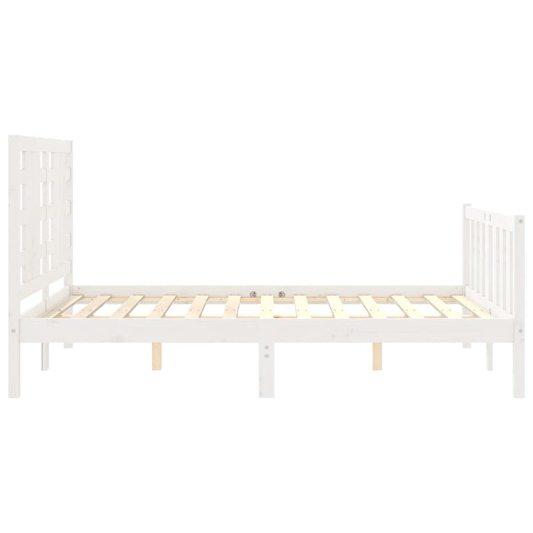 Bedframe met hoofdbord massief hout wit 120x200 cm