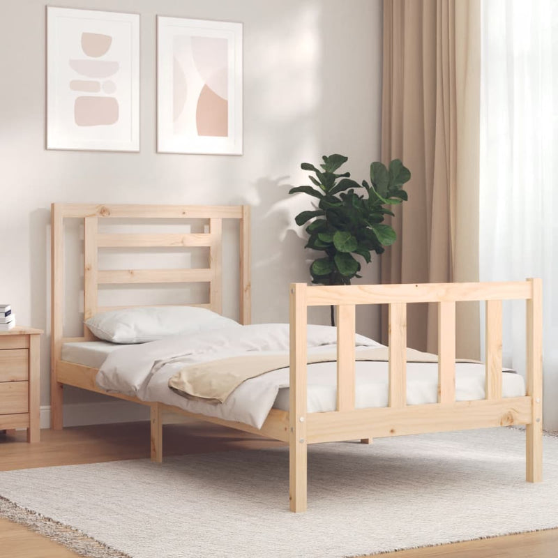 Bedframe met hoofdbord massief hout 2FT6 Small Single
