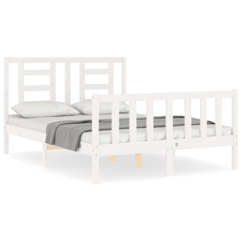 Bedframe met hoofdbord massief hout wit 4FT Small Double