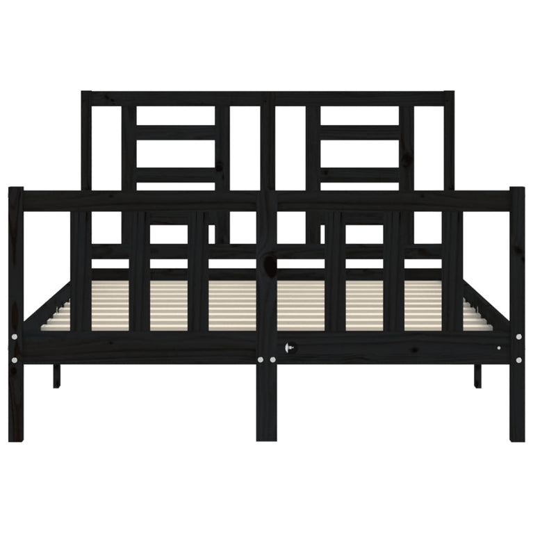 Bedframe met hoofdbord massief hout zwart 4FT Small Double