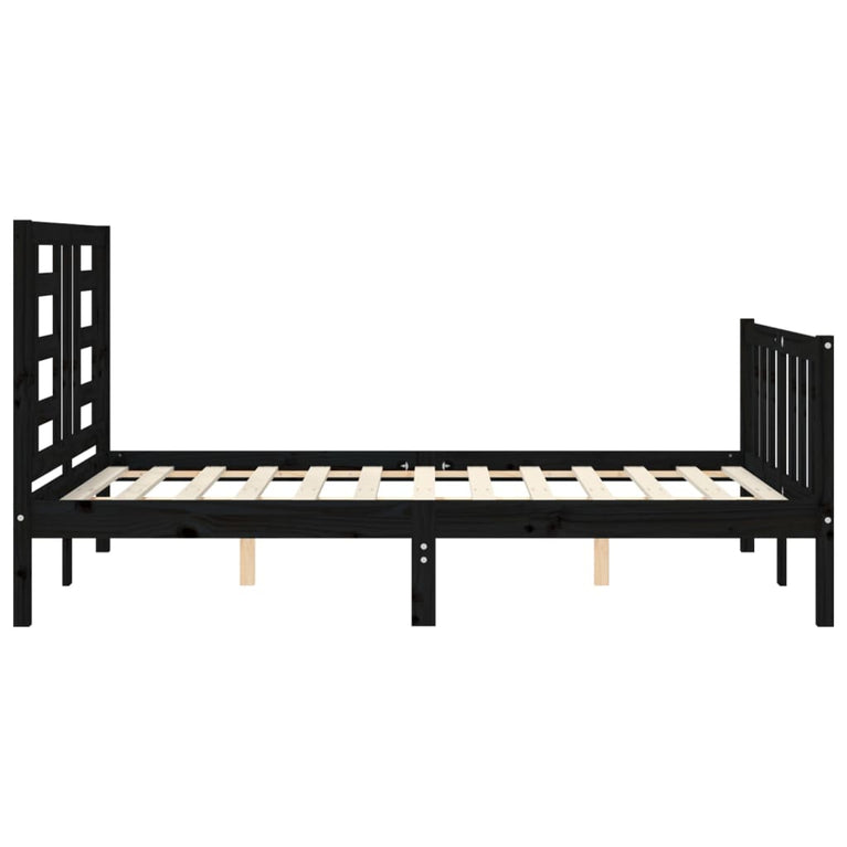 Bedframe met hoofdbord massief hout zwart 4FT Small Double