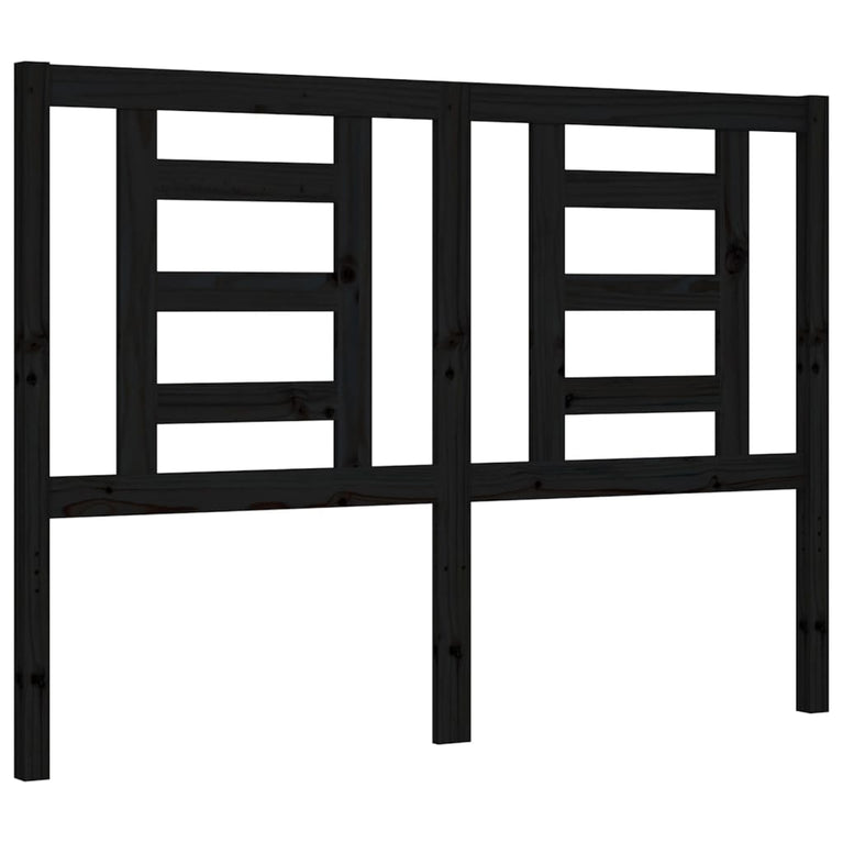 Bedframe met hoofdbord massief hout zwart 4FT6 Double