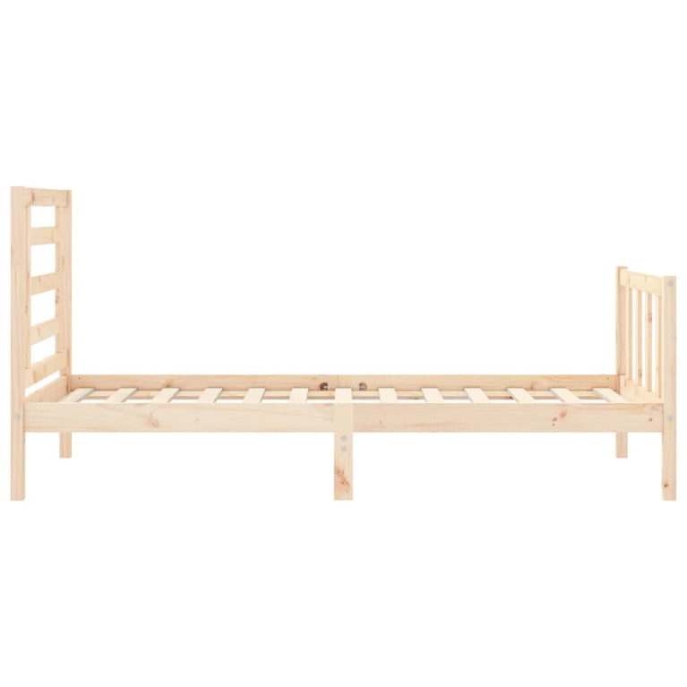 Bedframe met hoofdbord massief hout 90x200 cm