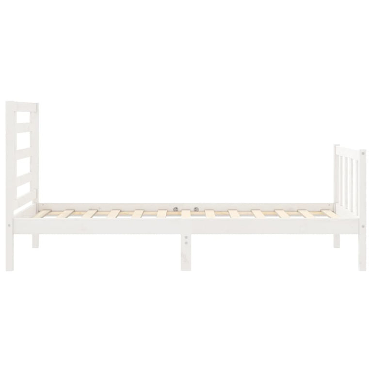 Bedframe met hoofdbord massief hout wit 90x200 cm
