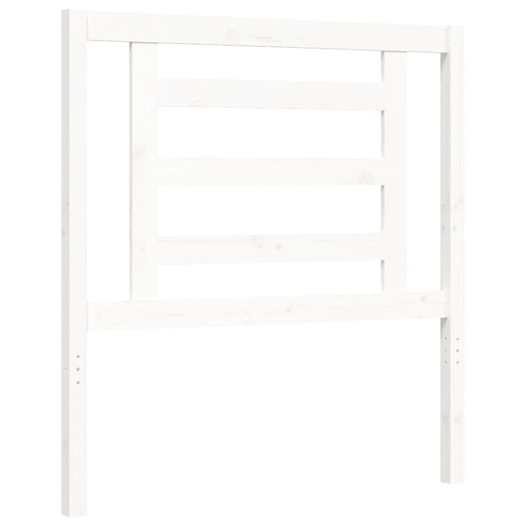 Bedframe met hoofdbord massief hout wit 90x200 cm