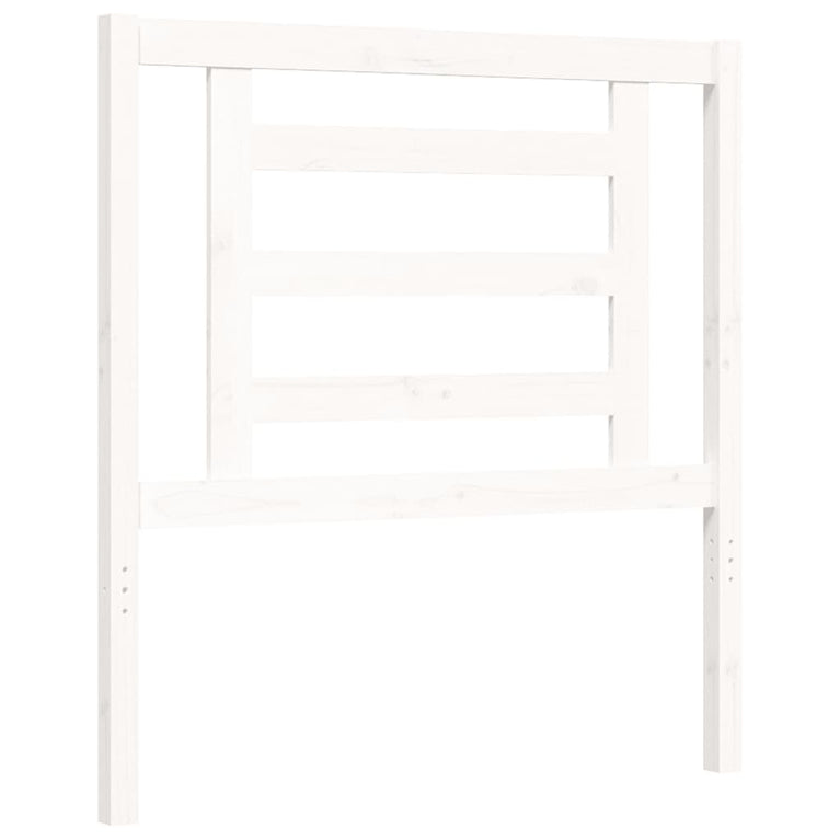 Bedframe met hoofdbord massief hout wit 100x200 cm