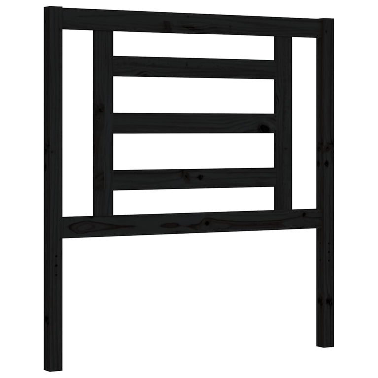 Bedframe met hoofdbord massief hout zwart 100x200 cm