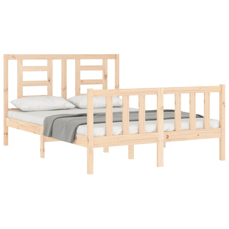 Bedframe met hoofdbord massief hout 120x200 cm