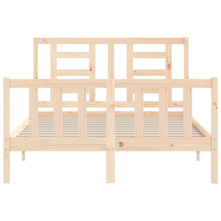 Bedframe met hoofdbord massief hout 140x200 cm